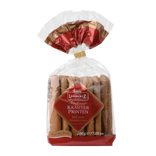 Lambertz Aachen "Kraeuter Printen" Spiced Lebkuchen in Bag
