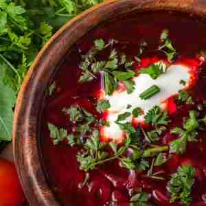 Red beet soup with horseradish