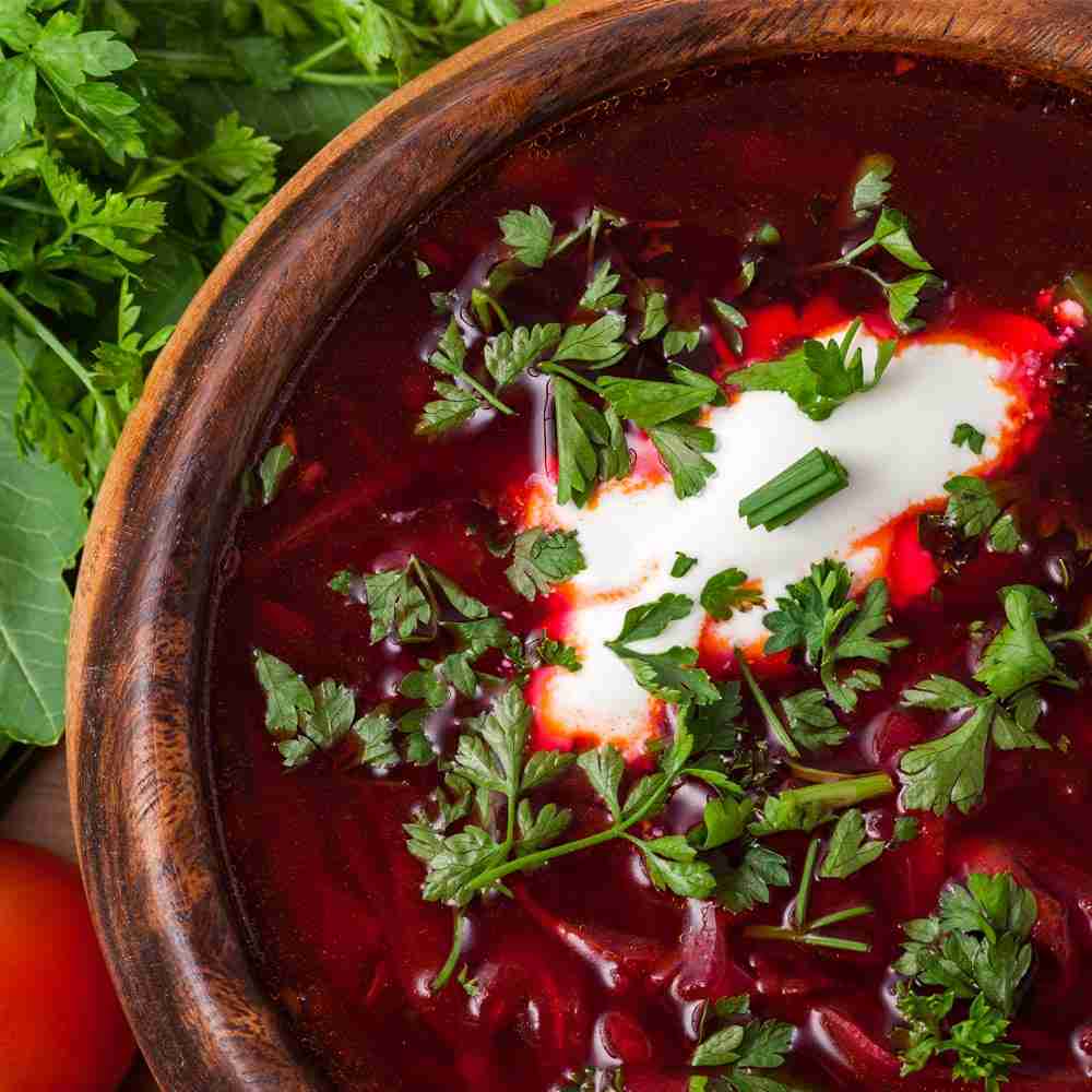 Red beet soup with horseradish