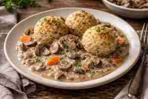 Rice Balls with Mushroom Sauce