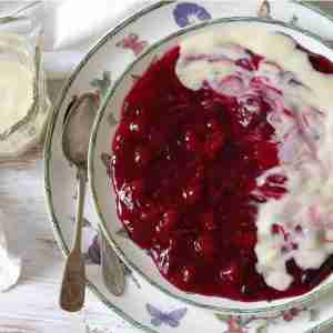 Red Berry Compote with Vanilla Sauce