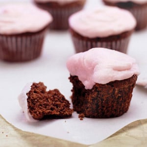 Dark Chocolate Cherry Cupcakes with Kirsch Frosting