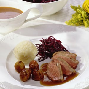 Goose Breast with Cabbage and Chestnuts