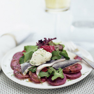 Purple Potato Salad with Herring