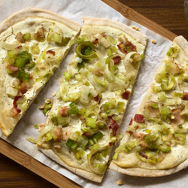 Flammkuchen with seasonal vegetables