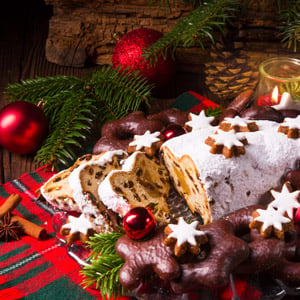 Christmas Stollen with lebkuchen and other cookies